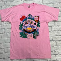 Vintage Single Stitch Las Vegas Graphic T-Shirt Pink Size XL DonMar &#39;98 - £79.28 GBP