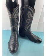 Mercedes Western Boots Men 9.5 D Shoes Black Leather Full Quill Ostrich ... - $257.82 CAD