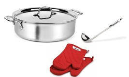 All-Clad D3 Stainless Steel 6 qt Soup Pot with All-clad ladle, Mitts and... - $177.64