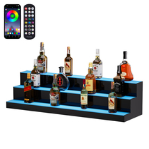 VEVOR 3-Tier 40" LED Lighted Liquor Display, RF &amp; App Control, Multicolo... - $189.99