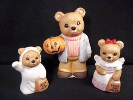 Homco Halloween Trick or Treat bear family trio Father boy girl 5209 - £8.67 GBP