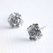 14K White Gold Plated Bloom Rose Stud Earrings For Gifts Thanksgiving - £21.67 GBP