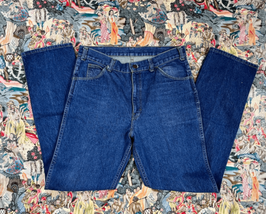 Vtg 1980s Saddle King Boot Cut Dark Blue Denim Jeans Sz 34 USA Made - £38.55 GBP