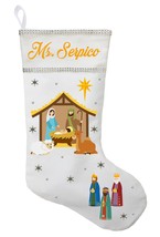 Nativity Christmas Stocking - Personalized and Hand Made Jesus Christmas Stockin - £25.94 GBP