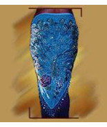 Turquoise Blue Vintage Velvet Gypsy Peacock Tribal BellyDance ArtDeco Hi... - $95.72 CAD