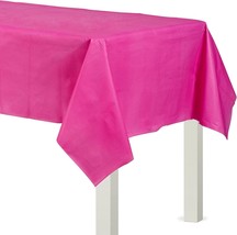 Bright Pink 54&quot; x 108&quot; Tablecloth Rectangle Plastic Birthday Wedding Tab... - £9.18 GBP