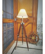 Nautical Vintage Floor Lamp Shade Wooden Tripod Stand Home Office Corner... - £112.95 GBP