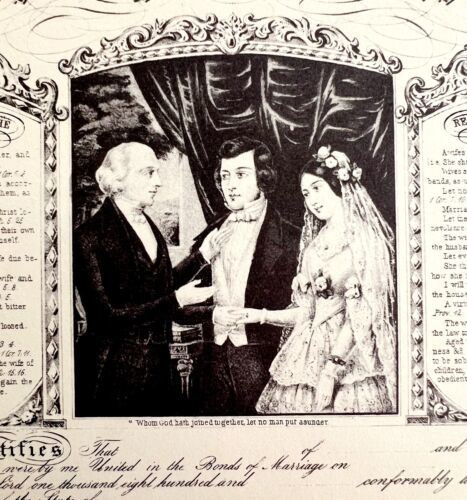 Primary image for Marriage Certificate Currier And Ives Sample 1942 Art Antique Print DWV5C