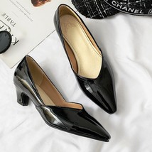 Utumn brand new glossy yellow red women formal pumps sexy chunky heels lady shoes eb211 thumb200