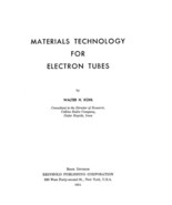 Materials Technology for Electron Tubes by Walter H. Kohl 1951 PDF on CD - $326.47 MXN