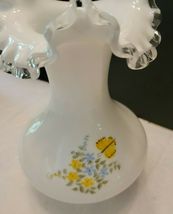 FENTON RUFFLED SILVER CREST VASE HAND PAINTED image 2