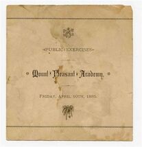 Mount Pleasant Academy Public Exercises Program 1885 Horseshoe 4 Leaf Cl... - $17.82