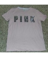 Womens Shirt Victoria&#39;s Secret PINK  Sequin Pink Short Sleeve Tee Top-si... - £20.33 GBP