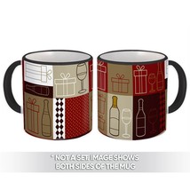 Graphic Wine Pattern : Gift Mug Bottle Glasses Present Polka Dots Rhombus Dad De - £12.43 GBP