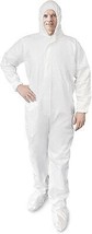 Disposable Coveralls with Hood, Boots Medium Hazmat Suits 5 Pack - $32.09