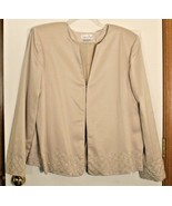 Lawrence Kazar Satin Beige Beaded Sequin Evening Jacket Top Womens PLUS 3X - €23,04 EUR