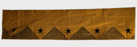 Primitive Home Valance 16 x 72&quot; Gold Black Cotton Plaid Star Stripe Double Layer - £25.32 GBP