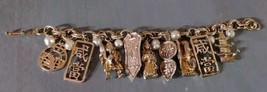 Chinese Large Gods Good Luck Metal Pearls Gold Tone Charm Bracelet Chunk... - $1,507.24 MXN