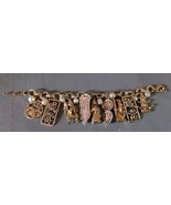 Chinese Large Gods Good Luck Metal Pearls Gold Tone Charm Bracelet Chunk... - $1,507.24 MXN