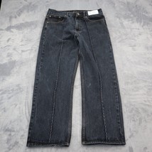 Lada Pants Mens 34 Black Straight Dark Wash Denim Logo Mid Rise Casual J... - $29.68