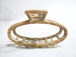 Faux bamboo wood medium/small metal oval hair claw clip  barrette - £7.95 GBP