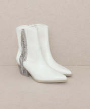 Glamorous Rhinestone Fringe Ankle Cowboy Boot - £66.98 GBP