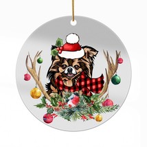 Cute Husky Dog Antlers Reindeer Christmas Ornament Acrylic Gift Tree Decor - £13.14 GBP