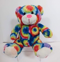 Peace Pals Bear- Bright Tye Dye Rainbow Colors 9&quot; Tall Plush Stuffed 2016 RGU - £10.37 GBP