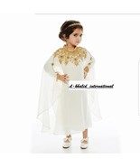 Stylish White Moroccan New Georgette Wedding Kaftan Maxi  Kids Long Gown... - $1,348.78 MXN