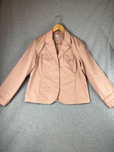 Chicos Blazer Jacket Womens Pinstripe Button Size L /2 Office Work Simple Pink - £25.32 GBP