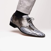 Anzio Genuine Alligator & Calfskin Dress Derby's Shoes Newspaper image 6