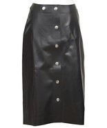 VICTORIA BECKHAM Skirt Leather BLACK Snaps Silver Mid Length US 4 UK 8 BNWT - £743.56 GBP