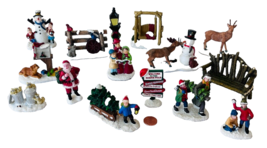 Lot 14 Miniature Village Accessories Resin Plastic Santa Snowman People ... - £31.15 GBP