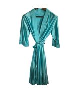 Good Condition Vintage Silky Material Medium Size Teal Blue Color Robe - $19.96