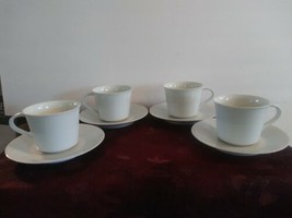 Set Of 4 Noritake Snowville Cups And Saucers 6453Q - £56.08 GBP