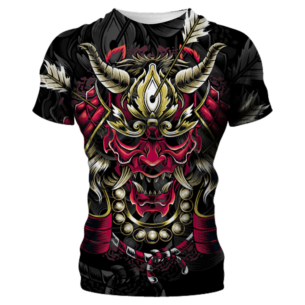 Samurai Mask graphic t shirts Men Personality harajuku 3D O-neck quick-d... - $9.99