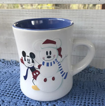 Disney Store 3D Mickey Mouse Snowman Snowflakes Coffee Mug Tea Cup Collector - £23.18 GBP