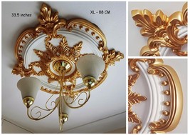 HUGE 85CM LARGE Ceiling Rose Beautiful GOLD Ornate Home Decor Medallion ... - $109.83
