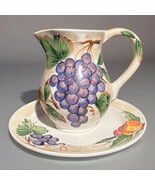 Vintage Hand Painted Matching Ceramic Pitcher and Bowl by Ancora (Italy) - $59.40
