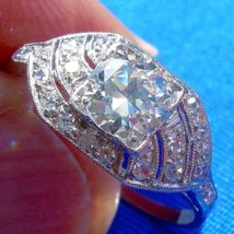 Earth mined Diamond Deco Engagement Ring 1.30 carat Vintage Platinum Solitaire 8 - $7,310.25