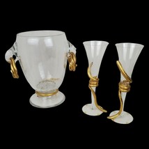 David Rucli Paris Luxury Artisan Glass Champagne Flutes Gold Ice Cooler ... - £618.60 GBP
