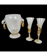 David Rucli Paris Luxury Artisan Glass Champagne Flutes Gold Ice Cooler ... - £620.64 GBP