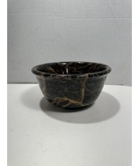 Gorgeous Black And Gold Marble Bowl Dish Heavy Beautiful Pot Vase - £46.22 GBP