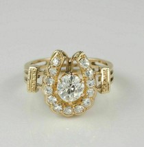 1.95 Ct Simulated Diamond Horse Shoe Engagement Ring 14k Yellow Gold Plated - £52.00 GBP