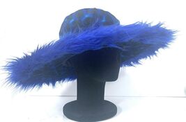 1 WIDE BRIM BLUE FLAME FUZZY HAT party fun pimp halloween fuzzy costume hat - $10.08