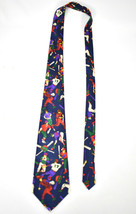 Dimoda Novelty Silk Neck Tie Baseball Scenes Multi Color Handmade - £19.53 GBP