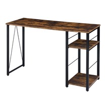 Weathered Oak &amp; Black 2-Shelf Writing Desk - £92.69 GBP