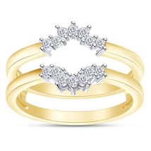 0.25 KT Diamanti Finti Solitario Anello Guard Avvolgere Enhancer Oro Placcato - £79.07 GBP