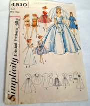 Simplicity Vintage Original Doll Clothes Pattern 4510 Bridal Dress - Com... - $11.88
