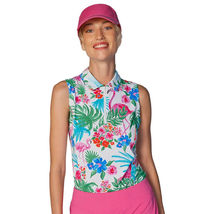 NWT Ladies Gottex G LIFESTYLE Flamingo Sleeveless Polo Golf Shirt L & XL image 2